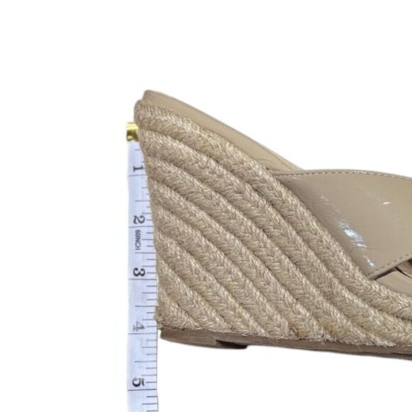 Kelsi Dagger Open Toe Patent Leather Criss Cross Strap Espadrille Wedge Size 8.5 - Picture 8 of 9